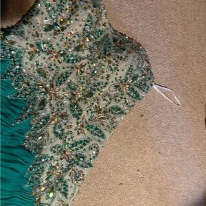 Embellished Green and Cream Dress